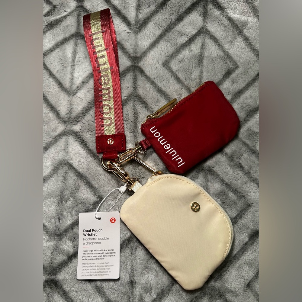lululemon athletica Dual Pouch Wristlet — Red & Cream
